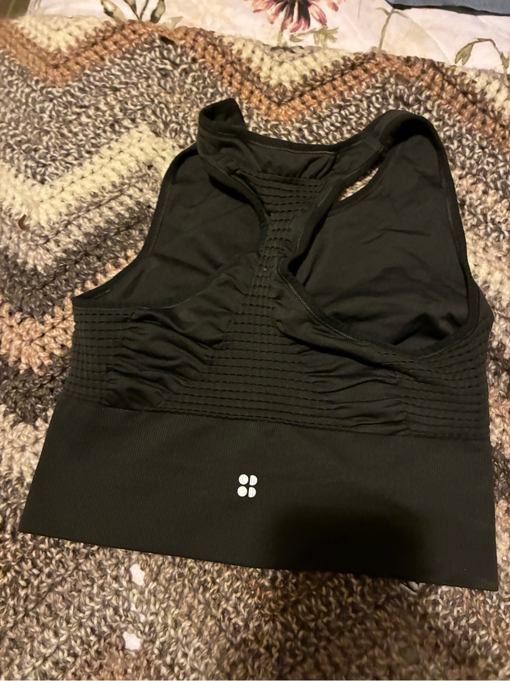 Sweaty Betty Black Racerback Textured Sports Bra